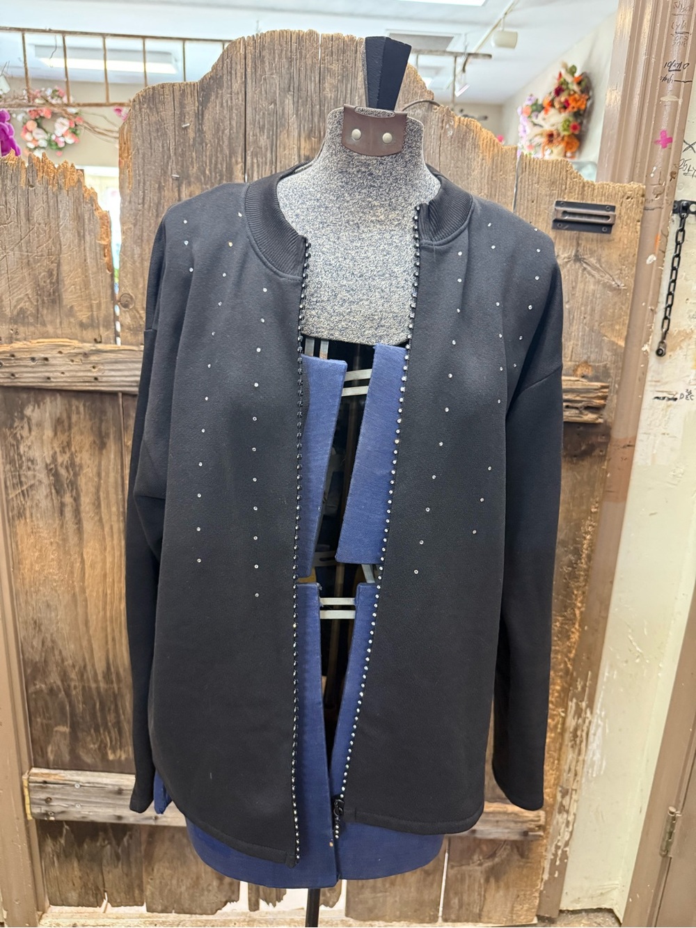 Source Unknown Black Bomber Jacket with Stud Accents